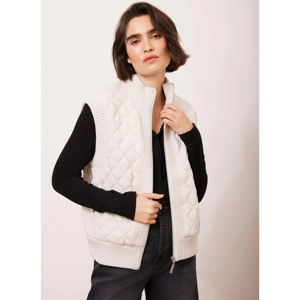 Mint Velvet Cream Quilted Cotton Blend Gilet